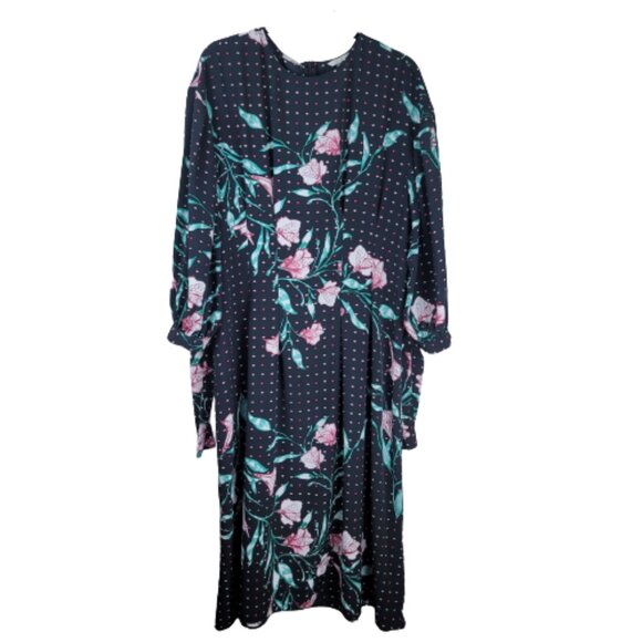 H&M Floral Print Tie Long Sleeve Midi Dress - Picture 2 of 12
